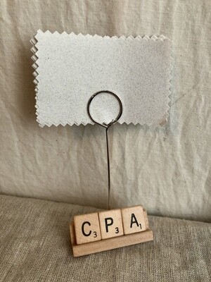 CPA Natural 3-Letter Decorative Scrabble Tray w/Note Holder 2.5&quot;L x 6&quot;H