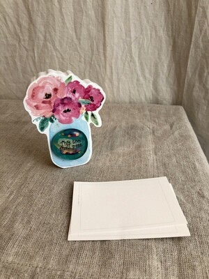 Wood Flower Vase Note Holder - &quot;This too Shall Pass&quot;