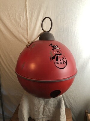 Metal Snowman Round Bell Red Metal Snowman Round Bell Red