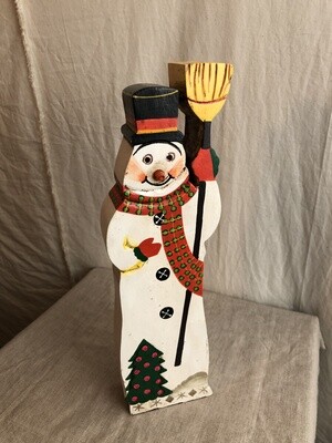 Painted Wooden Snowman Sculpture Painted Wooden Snowman Sculpture