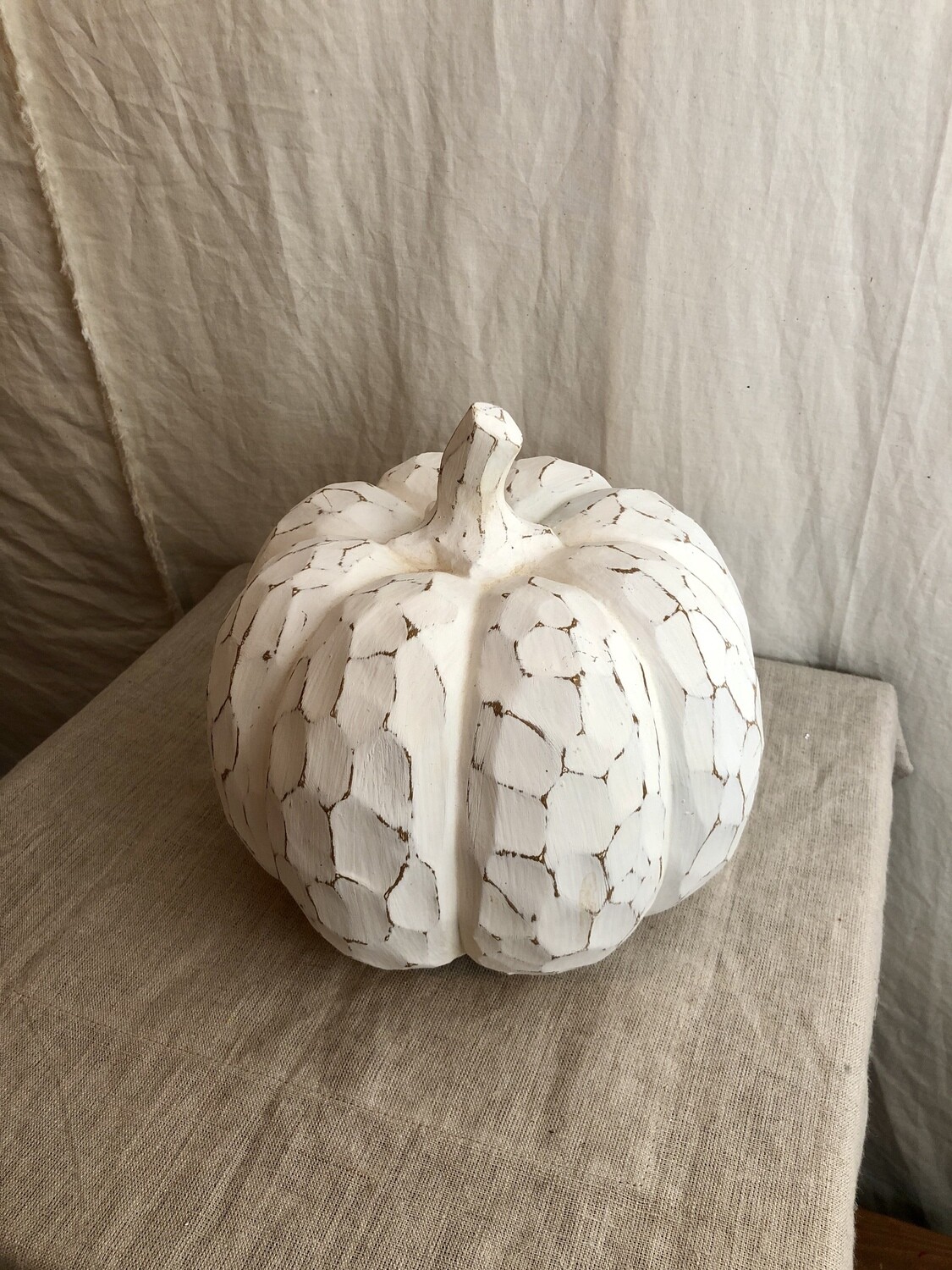 Faux White-Wash Resin Pumpkin Lg