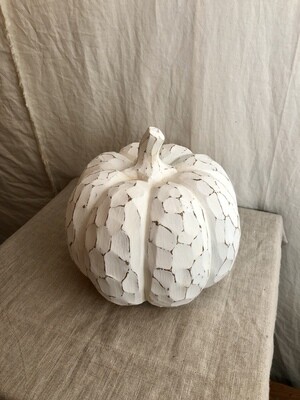 Faux White-Wash Resin Pumpkin Lg