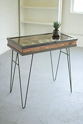 Metal Console w/Glass Top
