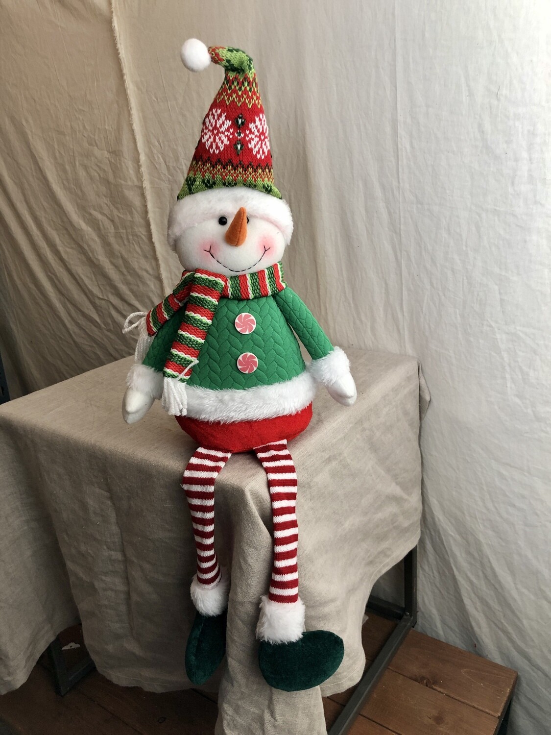 Plush Red/White/Green Shelfsitter Snowman