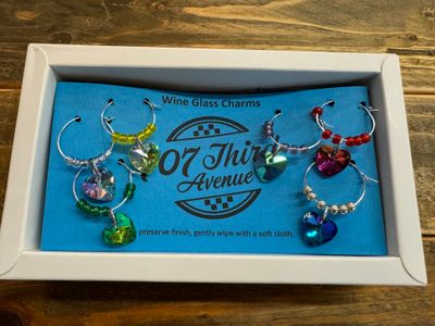 Set/6 Wine Glass Charms - Heart