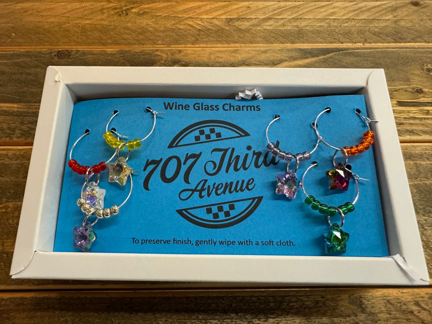Set/6 Wine Glass Charms - Star