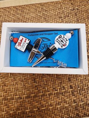 Set/2 Corkscrew/Wine Stopper - It&#39;s Wine O&#39;Clock