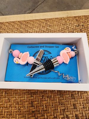 Set/2 Corkscrew/Wine Stopper - Flamingo