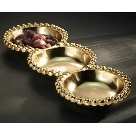 Gilded Beaded Tray - Gold