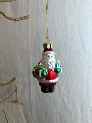 Glass Santa Holding Wreath Ornament