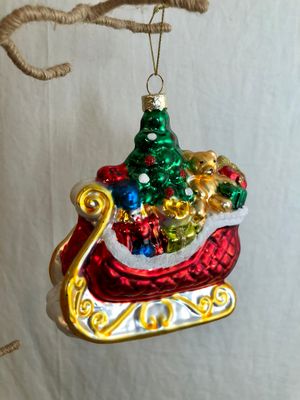 Glass Sleigh Ornament