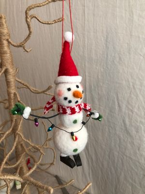 Felt 3 Tiered Snowman w/Black Shoes Ornament