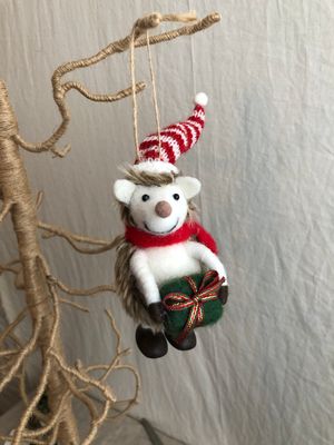 Felt Hedgehog with Present Ornament