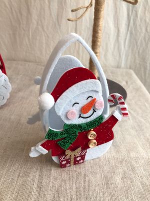 Felt Snowman Basket Sm Felt Snowman Basket Sm