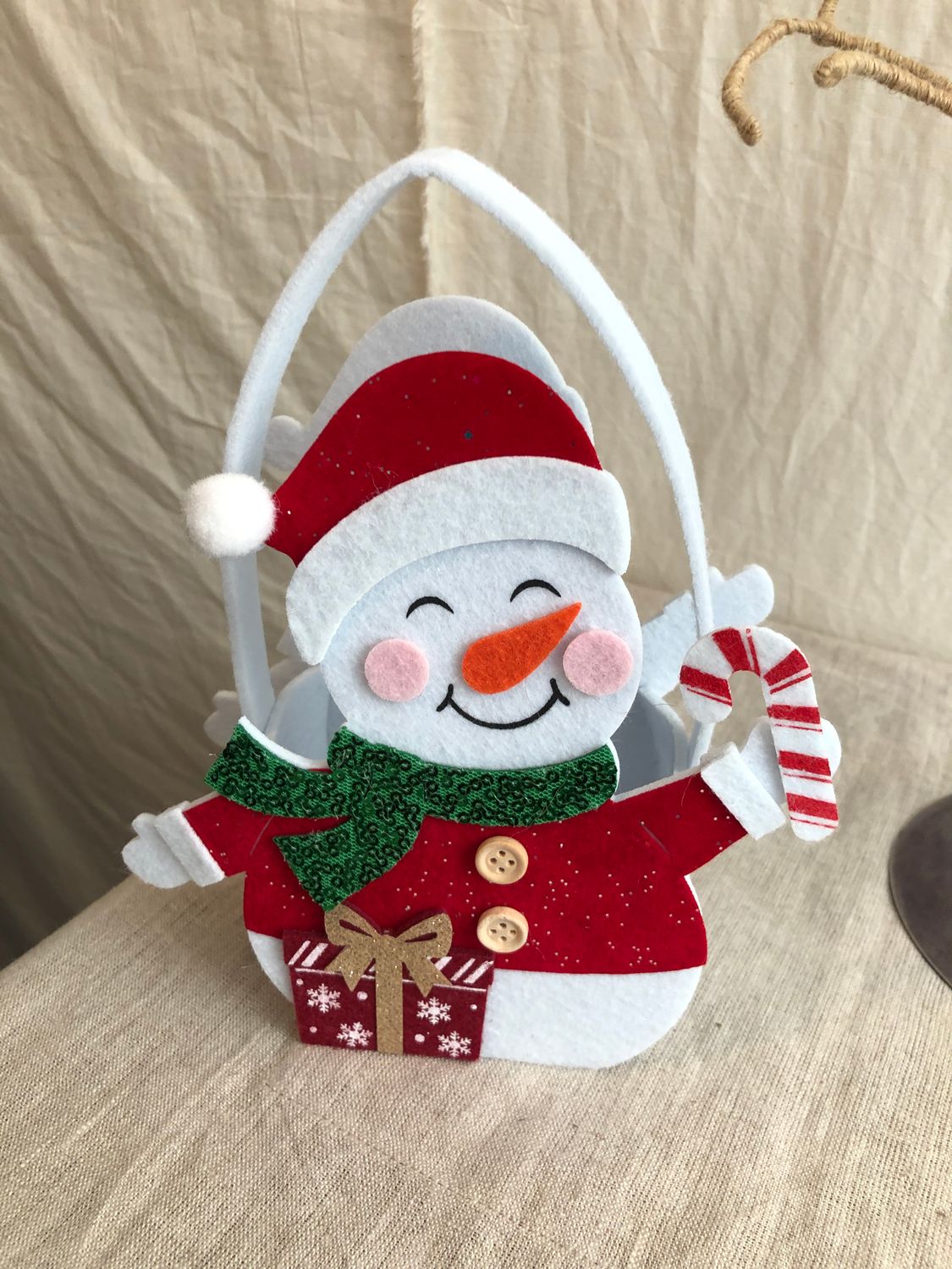 Felt Snowman Basket Lg Felt Snowman Basket Lg