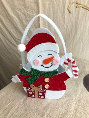 Felt Snowman Basket Lg Felt Snowman Basket Lg