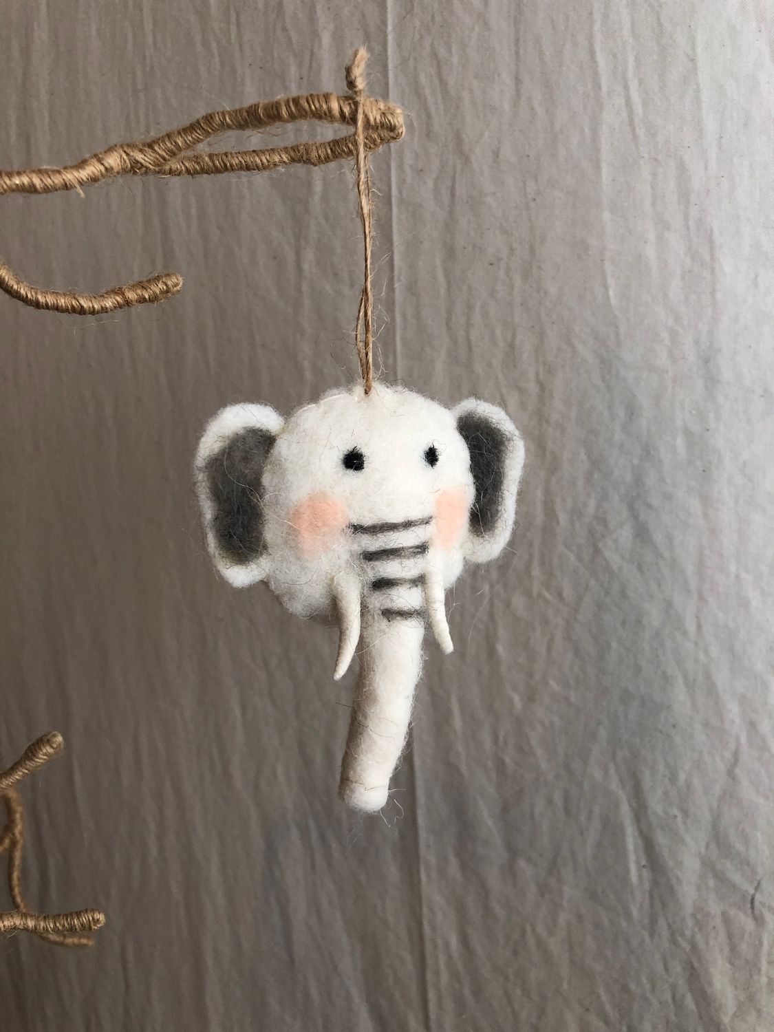 Felt Baby Animal Head Ornament-Elephant