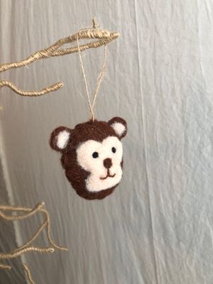 Felt Baby Animal Head Ornament-Monkey