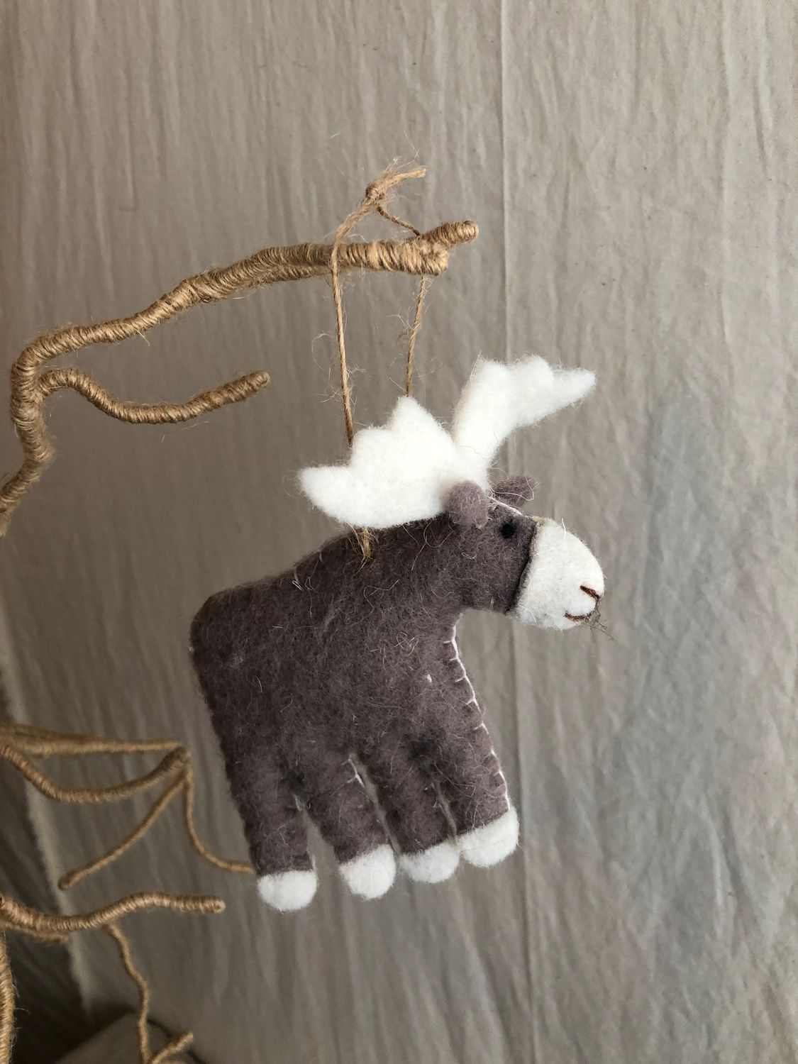 O2 Felt Ornament -  Gray Moose
