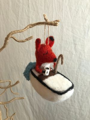 Felt Fox in Tub Ornament