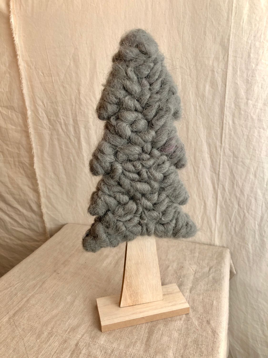Green Wool Table Top Tree Lg Green Wool Table Top Tree Lg