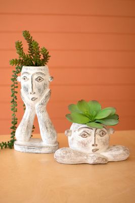 Painted Resin Face Planter Tall