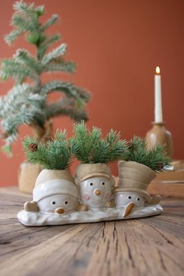Ceramic Snowmen Planter