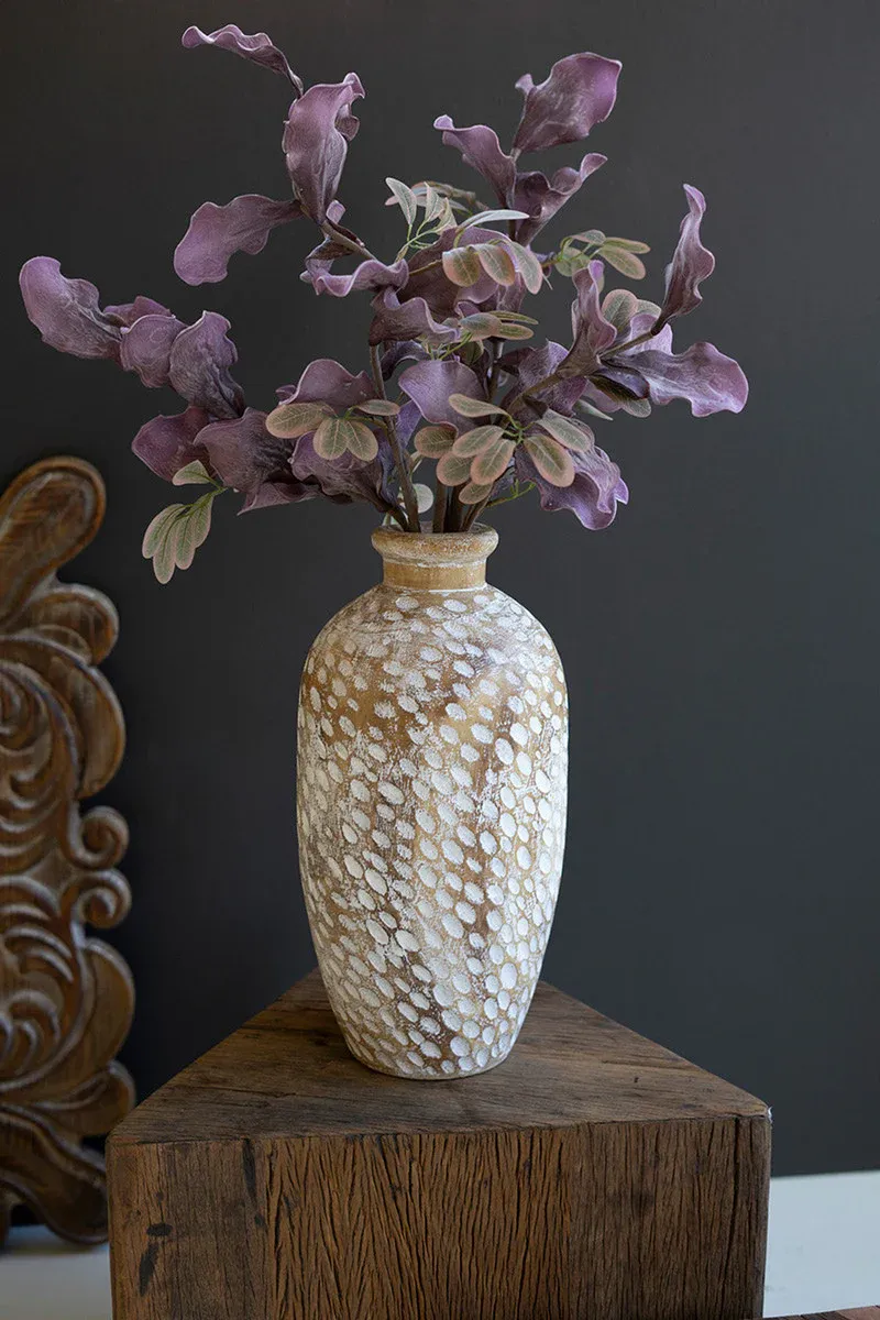 White-Washed Wood Vase-Tall