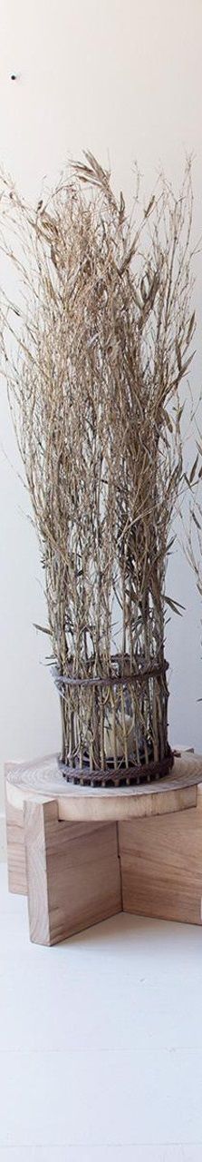 Tall Natural Bamboo & Wood Lantern Lg Tall Natural Bamboo & Wood Lantern Lg