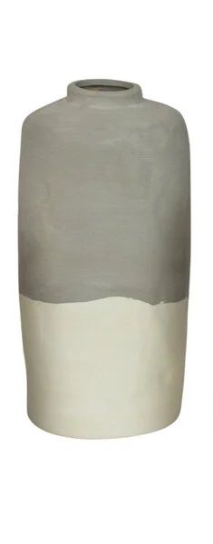 Ceramic Bottle Vase - Matte Grey &amp; Crème II