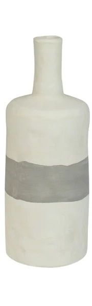 Ceramic Bottle Vase - Matte Grey &amp; Crème III