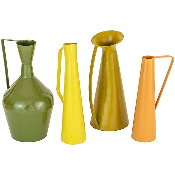 Painted Metal Vase w/Handles - Mustard Painted Metal Vase w/Handles - Mustard
