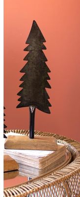 Painted Iron Christmas Tree w/Wooden Base Lg
