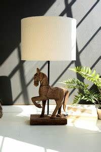 Wooden Horse Table Lamp w/Fabric Shade