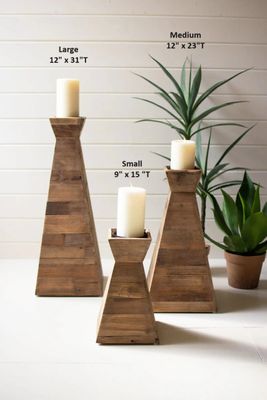 Recycled Wood Candle Tower Sm