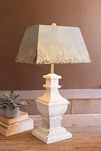 Table Lamp w/Painted Wooden Base &amp; Rectangle Metal Shade