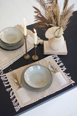 S/4 Natural Cotton Placemats w/Pockets