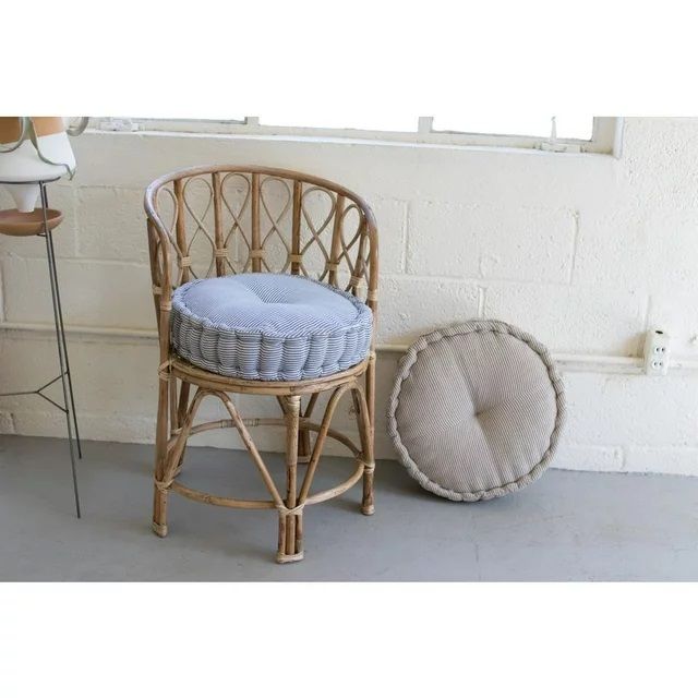 Brown Round Ticking Cushion