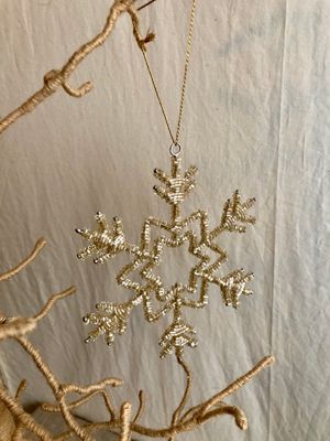 Beaded Champagne Snowflake Ornament