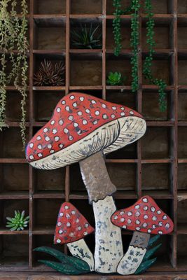 Hand-Hammered Metal Mushroom Wall Hanging Hand-Hammered Metal Mushroom Wall Hanging