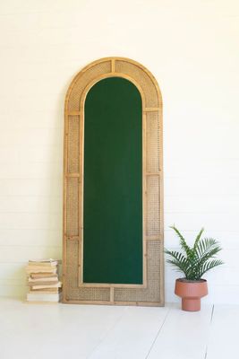 Woven Arched Rattan Framed Wall Mirror-Large