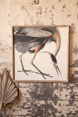Crane Print in Wood Frame