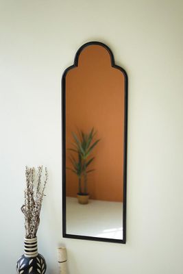 Antique Black Iron Mirror w/Arched Top