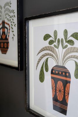 Framed Vase w/Foliage Print Under Glass II