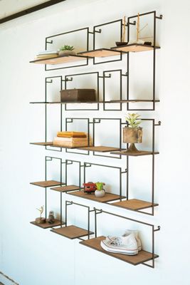 S/14 Wood &amp; Metal Shelves