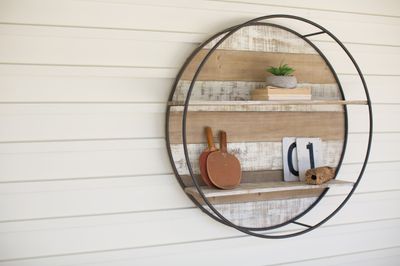 Recycled Wood &amp; Metal Double Wall Shelf