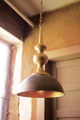 Metal Pendant Light w/Antique Gold Finish