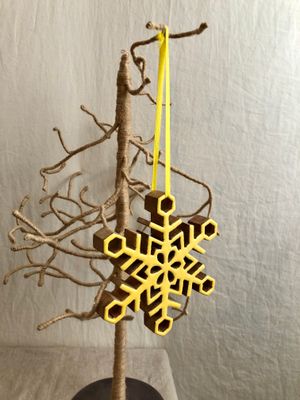 Wooden Snowflake Ornament 6.5&quot; Yellow