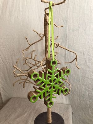 Wooden Snowflake Ornament 6.5&quot; Green