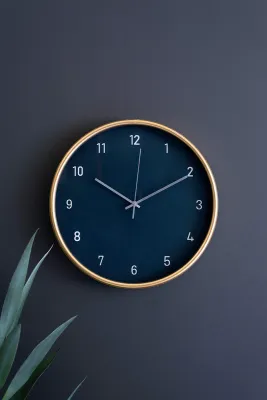 Black Wall Clock w/Metal Frame